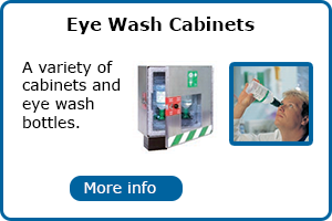 Eye wash bottles and cabinets