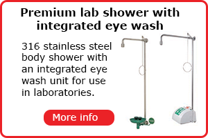 Premium lab shower with integrated eye wash