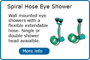 Spiral hose eye wash units